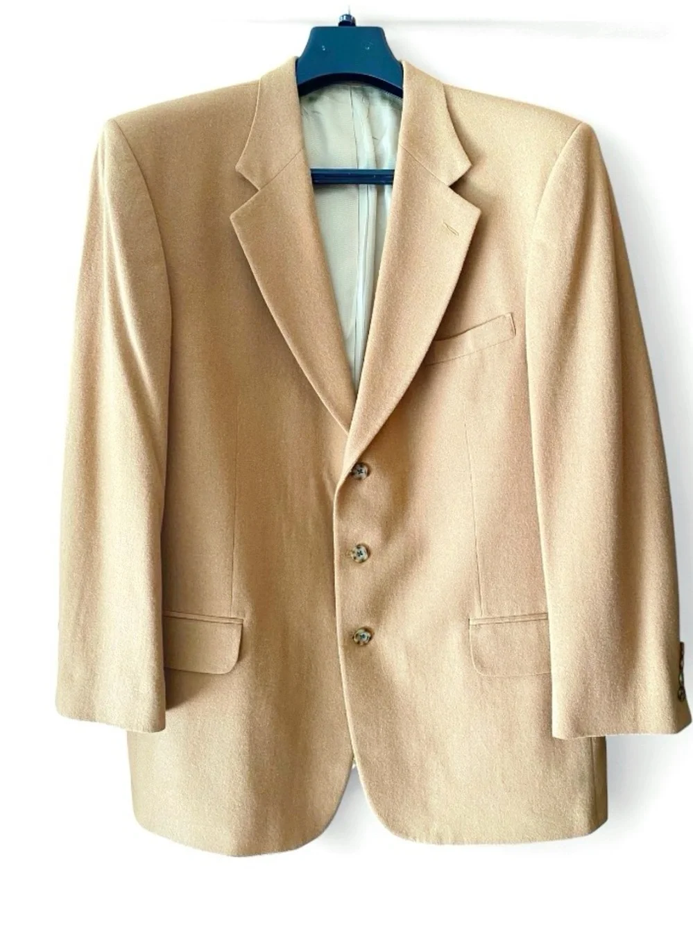 Oscar de la Renta Men’s 46L Long Camel Blazer Wool Cashmere Sport Coat